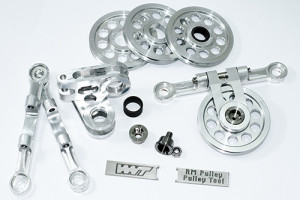 The new pulley components for the Team WNT F2 Racing Powerboat alongside some of the WNT tools used in their manufacture 
